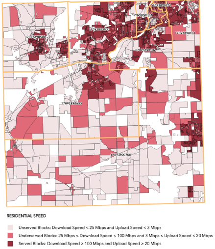 Unserved Underserved Map of Kendall County
